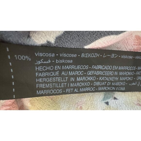 ZARA Medium Floral Skirt Black Floral Multicolor Tie At Waist - Picture 9 of 11